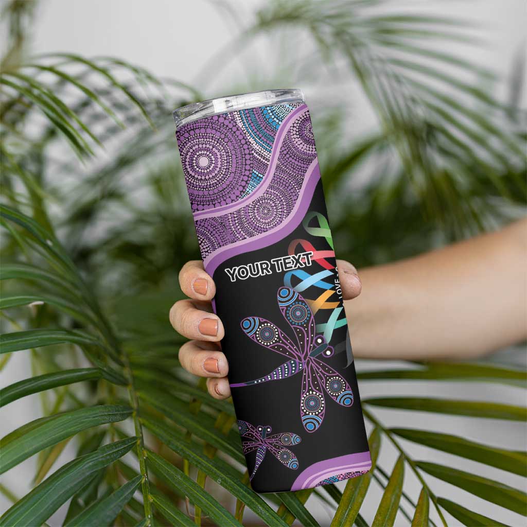 Inspirational Fight Cancers In All Color Personalised Skinny Tumbler Dragonfly Aboriginal Art