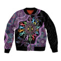 Inspirational Fight Cancers In All Color Personalised Sleeve Zip Bomber Jacket Dragonfly Aboriginal Art