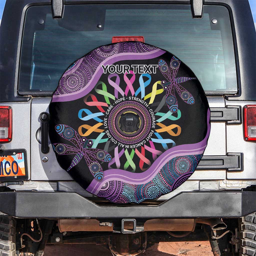 Inspirational Fight Cancers In All Color Personalised Spare Tire Cover Dragonfly Aboriginal Art
