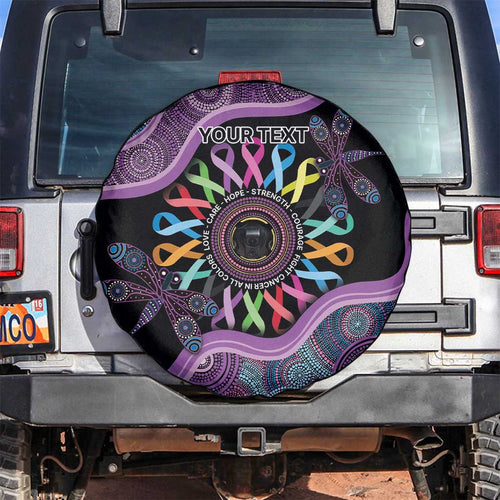 Inspirational Fight Cancers In All Color Personalised Spare Tire Cover Dragonfly Aboriginal Art