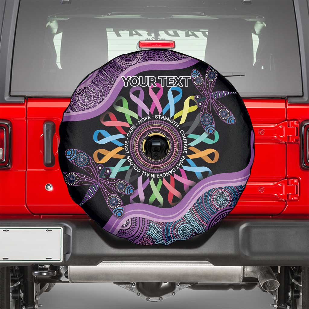 Inspirational Fight Cancers In All Color Personalised Spare Tire Cover Dragonfly Aboriginal Art