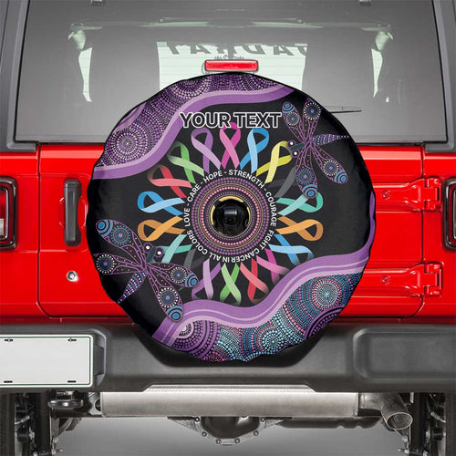 Inspirational Fight Cancers In All Color Personalised Spare Tire Cover Dragonfly Aboriginal Art
