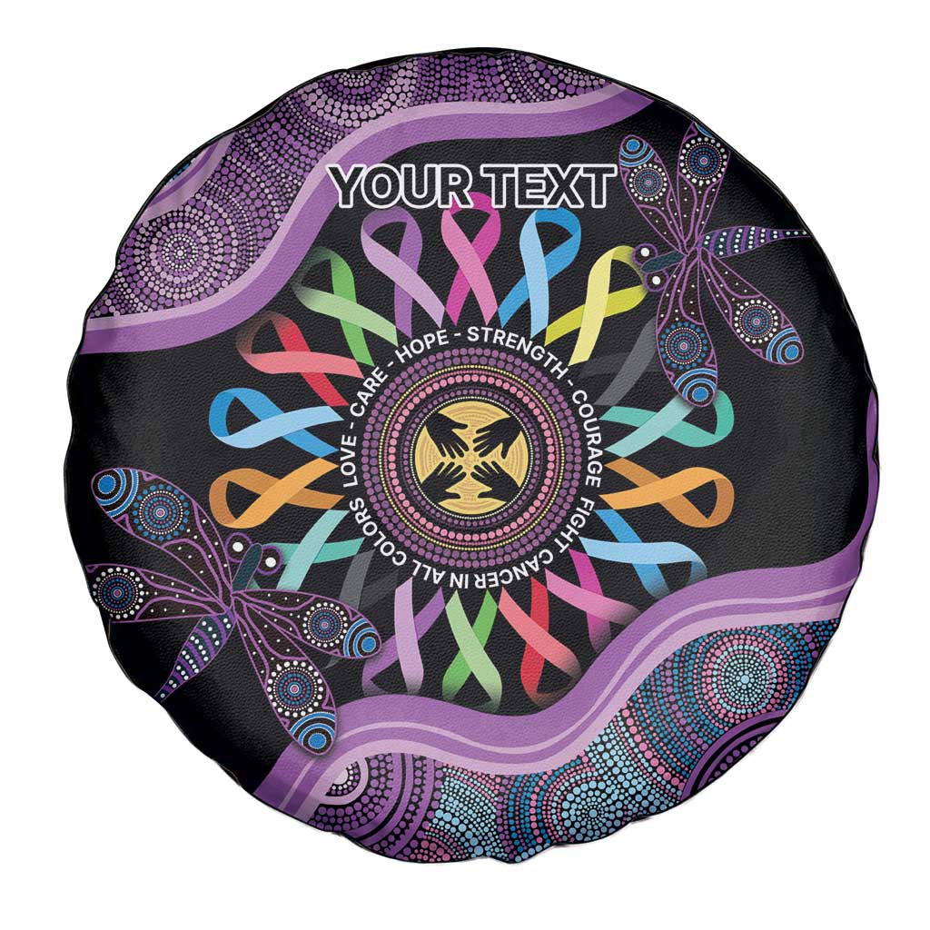 Inspirational Fight Cancers In All Color Personalised Spare Tire Cover Dragonfly Aboriginal Art