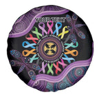Inspirational Fight Cancers In All Color Personalised Spare Tire Cover Dragonfly Aboriginal Art