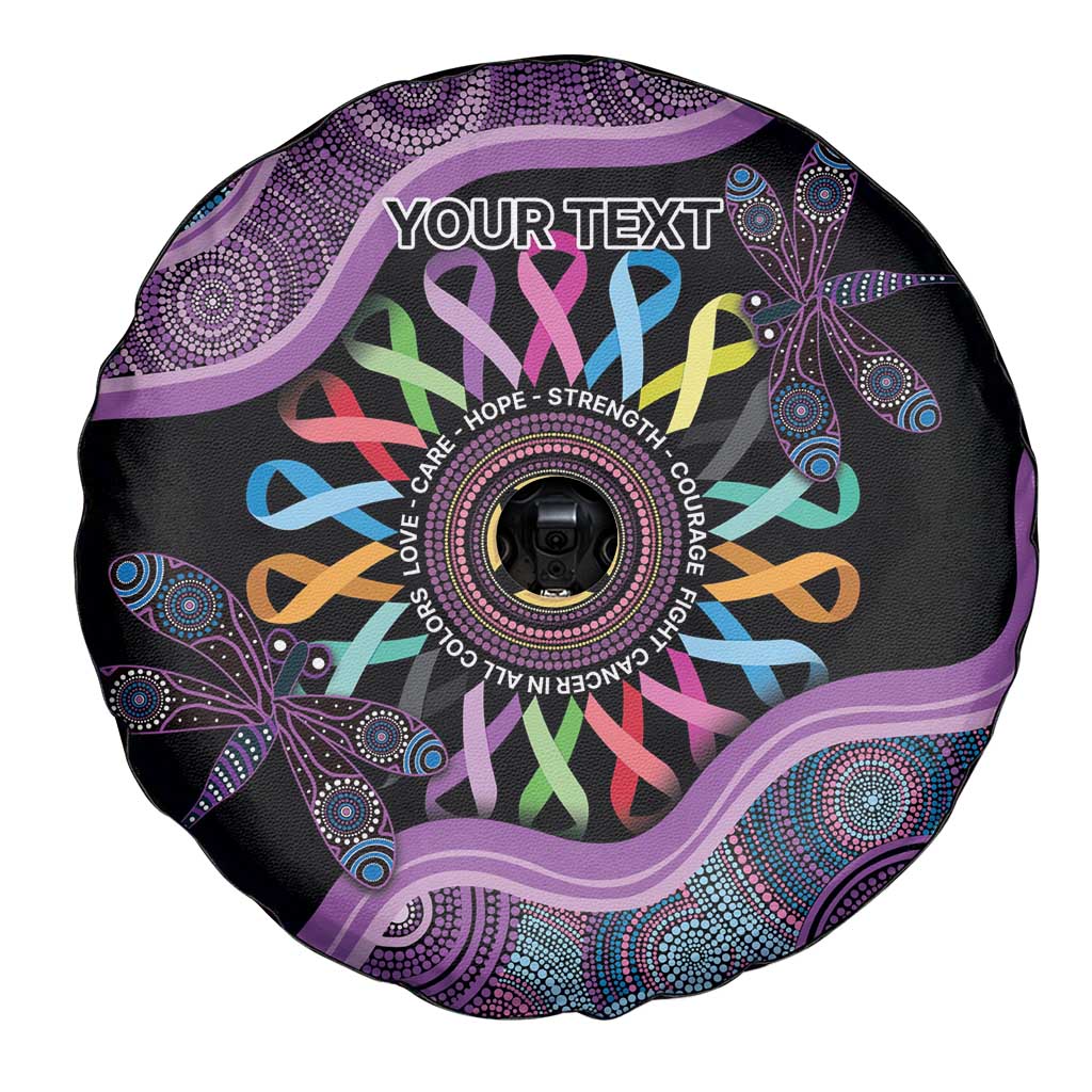 Inspirational Fight Cancers In All Color Personalised Spare Tire Cover Dragonfly Aboriginal Art