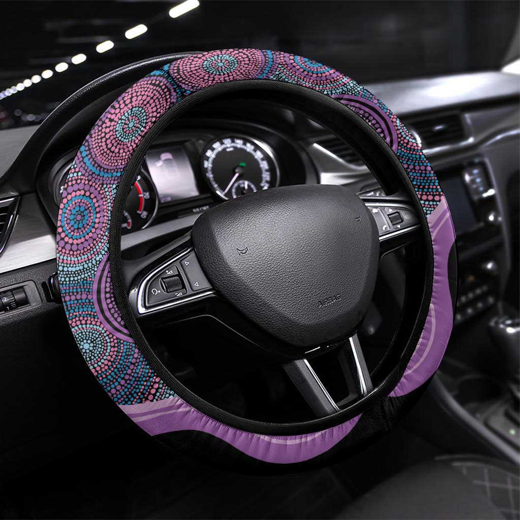 Inspirational Fight Cancers In All Color Steering Wheel Cover Dragonfly Aboriginal Art