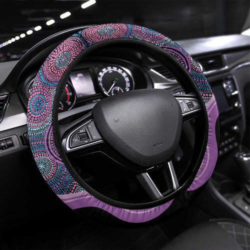 Inspirational Fight Cancers In All Color Steering Wheel Cover Dragonfly Aboriginal Art