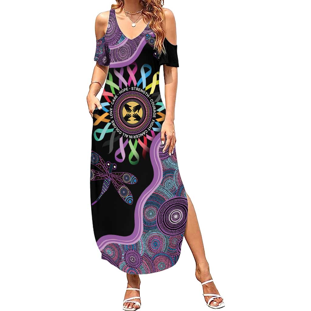 Inspirational Fight Cancers In All Color Personalised Summer Maxi Dress Dragonfly Aboriginal Art