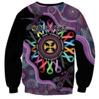 Inspirational Fight Cancers In All Color Personalised Sweatshirt Dragonfly Aboriginal Art