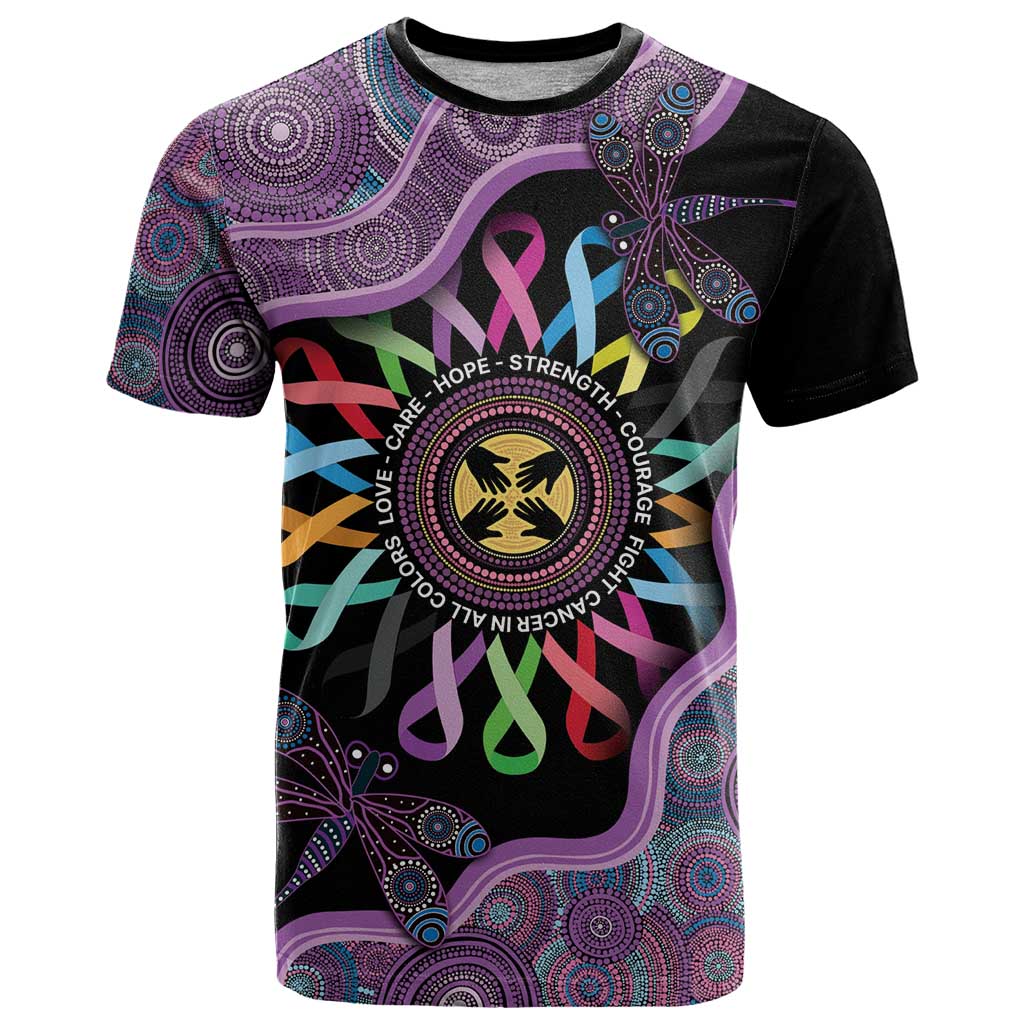 Inspirational Fight Cancers In All Color Personalised T Shirt Dragonfly Aboriginal Art