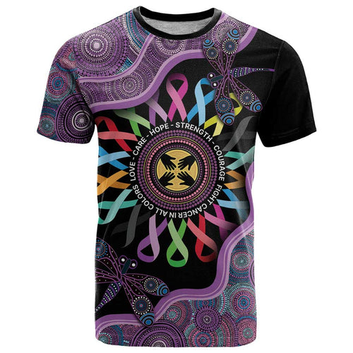 Inspirational Fight Cancers In All Color Personalised T Shirt Dragonfly Aboriginal Art
