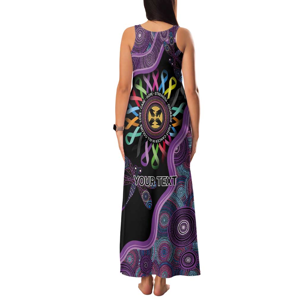 Inspirational Fight Cancers In All Color Personalised Tank Maxi Dress Dragonfly Aboriginal Art