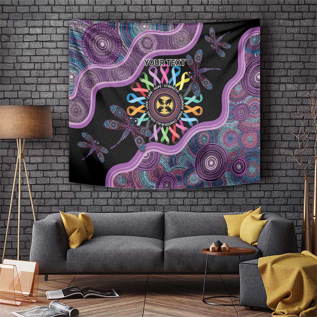 Inspirational Fight Cancers In All Color Personalised Tapestry Dragonfly Aboriginal Art
