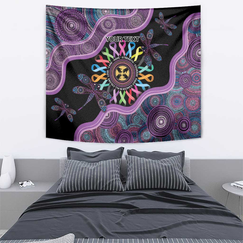 Inspirational Fight Cancers In All Color Personalised Tapestry Dragonfly Aboriginal Art