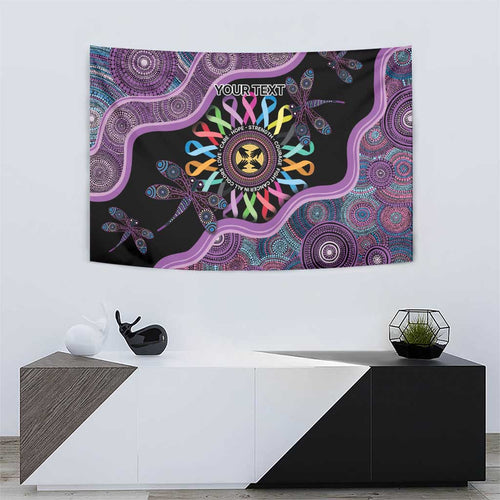 Inspirational Fight Cancers In All Color Personalised Tapestry Dragonfly Aboriginal Art