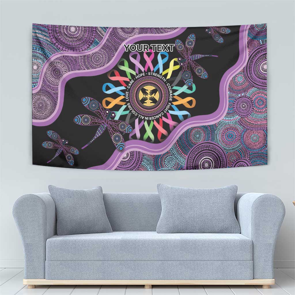 Inspirational Fight Cancers In All Color Personalised Tapestry Dragonfly Aboriginal Art