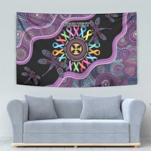 Inspirational Fight Cancers In All Color Personalised Tapestry Dragonfly Aboriginal Art