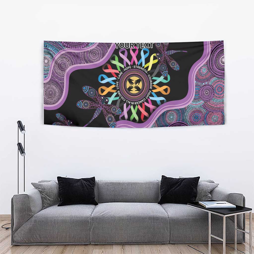 Inspirational Fight Cancers In All Color Personalised Tapestry Dragonfly Aboriginal Art