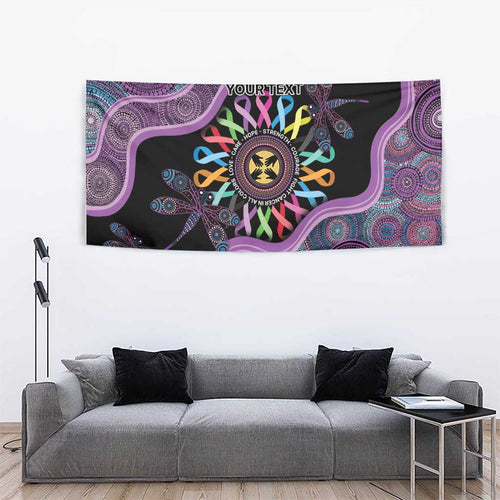 Inspirational Fight Cancers In All Color Personalised Tapestry Dragonfly Aboriginal Art