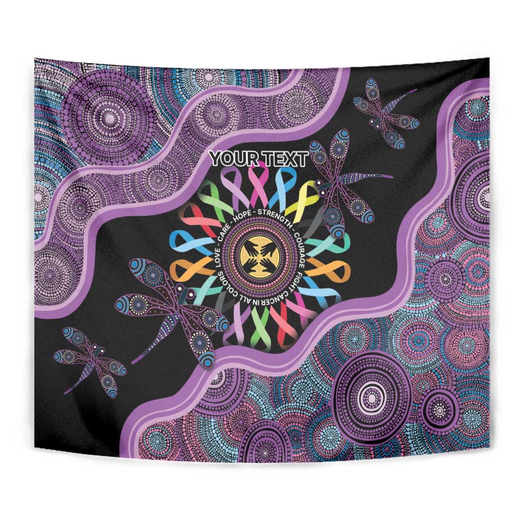 Inspirational Fight Cancers In All Color Personalised Tapestry Dragonfly Aboriginal Art