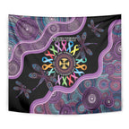 Inspirational Fight Cancers In All Color Personalised Tapestry Dragonfly Aboriginal Art