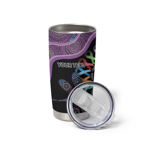 Inspirational Fight Cancers In All Color Personalised Tumbler Cup Dragonfly Aboriginal Art