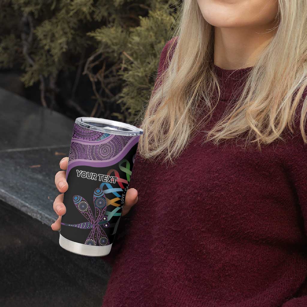 Inspirational Fight Cancers In All Color Personalised Tumbler Cup Dragonfly Aboriginal Art
