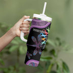Inspirational Fight Cancers In All Color Personalised Tumbler With Handle Dragonfly Aboriginal Art