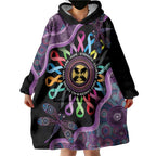Inspirational Fight Cancers In All Color Personalised Wearable Blanket Hoodie Dragonfly Aboriginal Art