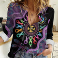 Inspirational Fight Cancers In All Color Personalised Women Casual Shirt Dragonfly Aboriginal Art