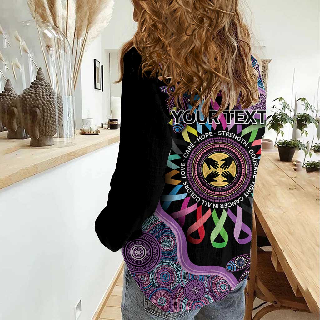 Inspirational Fight Cancers In All Color Personalised Women Casual Shirt Dragonfly Aboriginal Art