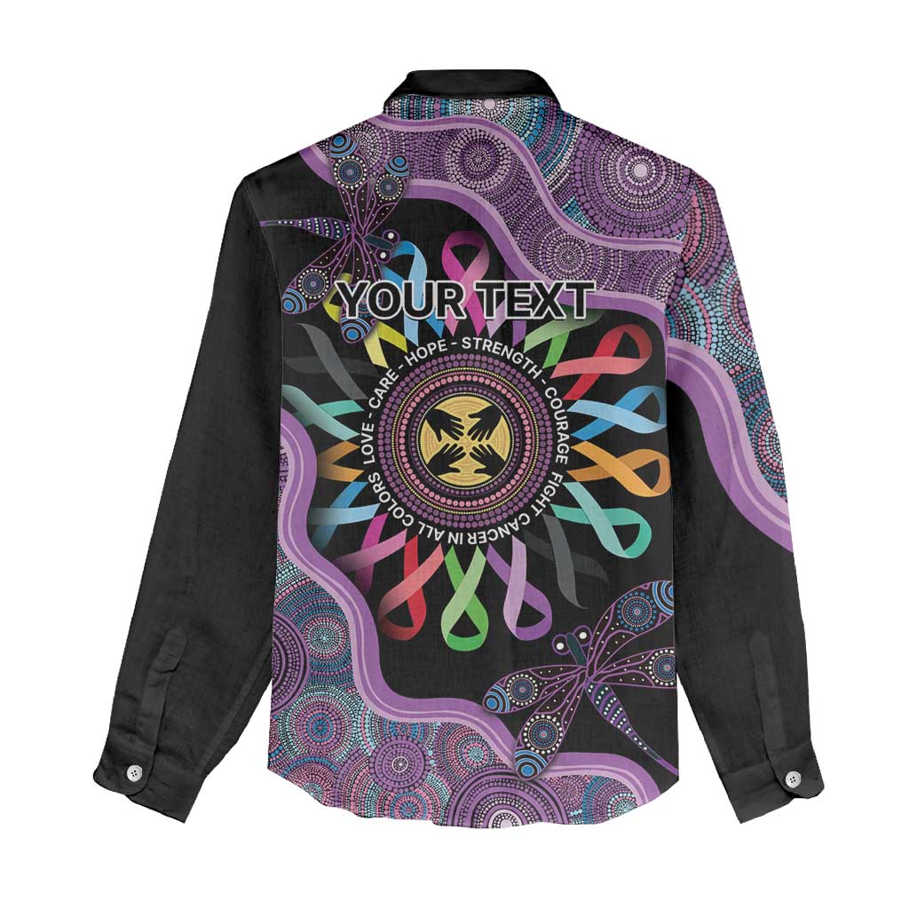 Inspirational Fight Cancers In All Color Personalised Women Casual Shirt Dragonfly Aboriginal Art