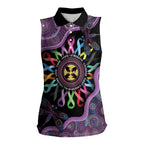 Inspirational Fight Cancers In All Color Personalised Women Sleeveless Polo Shirt Dragonfly Aboriginal Art
