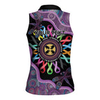 Inspirational Fight Cancers In All Color Personalised Women Sleeveless Polo Shirt Dragonfly Aboriginal Art