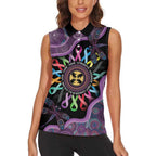 Inspirational Fight Cancers In All Color Personalised Women Sleeveless Polo Shirt Dragonfly Aboriginal Art