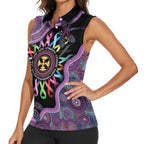 Inspirational Fight Cancers In All Color Personalised Women Sleeveless Polo Shirt Dragonfly Aboriginal Art