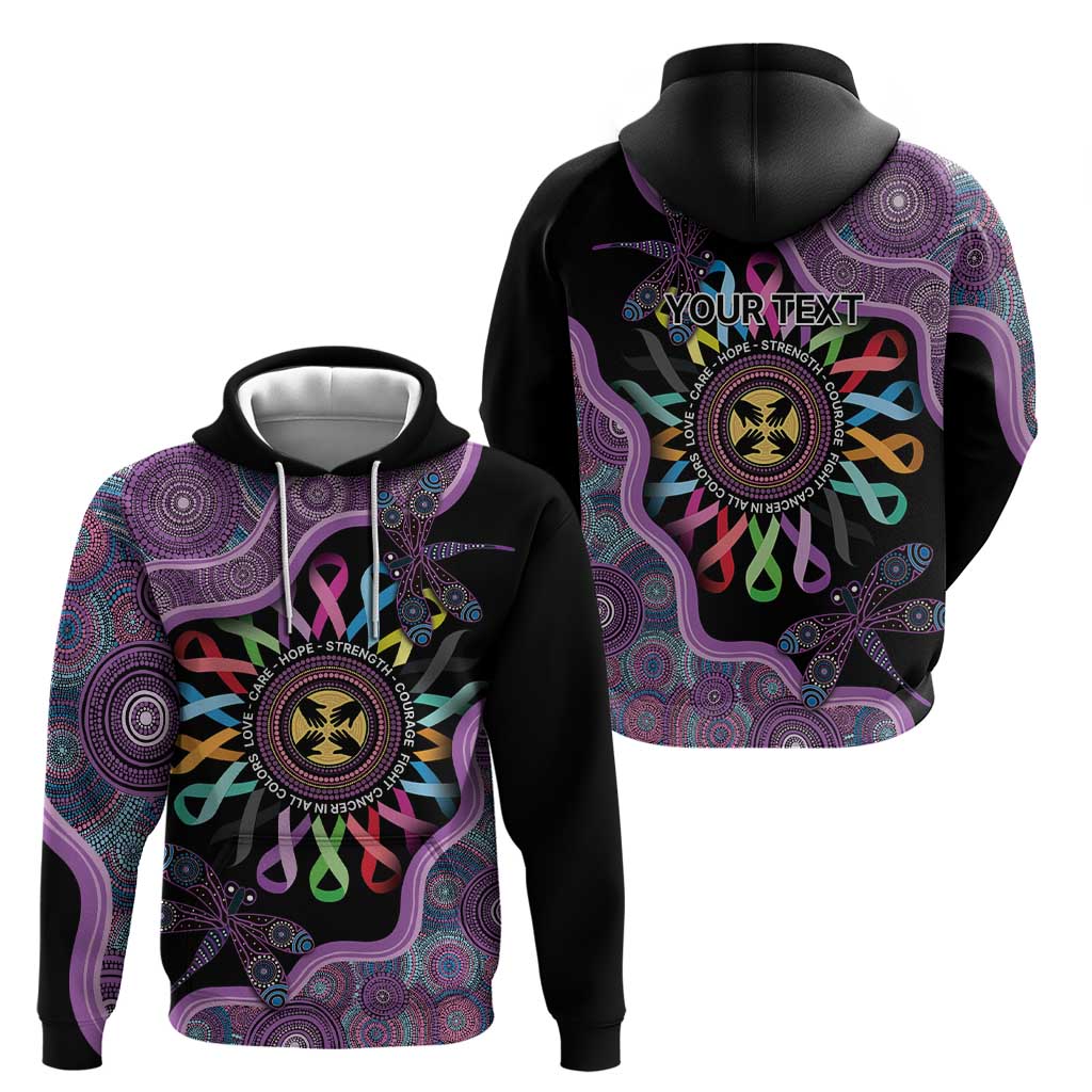 Inspirational Fight Cancers In All Color Personalised Zip Hoodie Dragonfly Aboriginal Art
