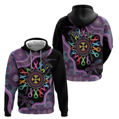 Inspirational Fight Cancers In All Color Personalised Zip Hoodie Dragonfly Aboriginal Art