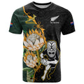 Custom South Africa Protea and New Zealand T Shirt Go All Black-Springboks Rugby with Kente And Maori LT9
