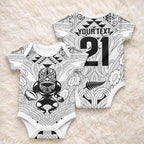 2026 Autumn Rugby Nations New Zealand Custom Baby Onesie White Kowhaiwhai Maori Tribal Taniko Motif