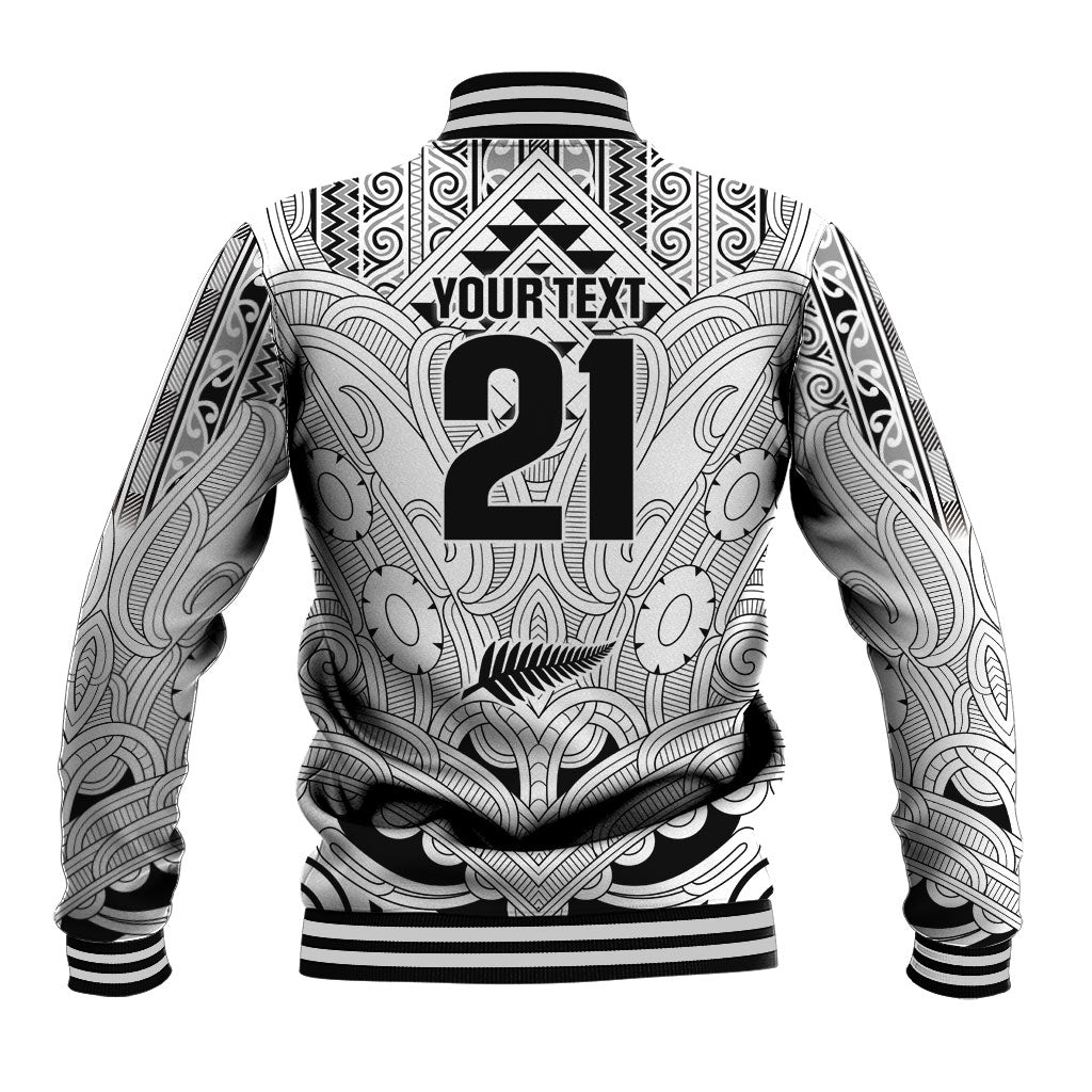 2026 Autumn Rugby Nations New Zealand Custom Baseball Jacket White Kowhaiwhai Maori Tribal Taniko Motif