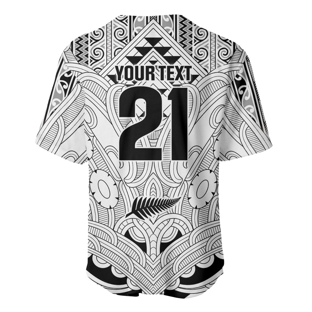 2026 Autumn Rugby Nations New Zealand Custom Baseball Jersey White Kowhaiwhai Maori Tribal Taniko Motif