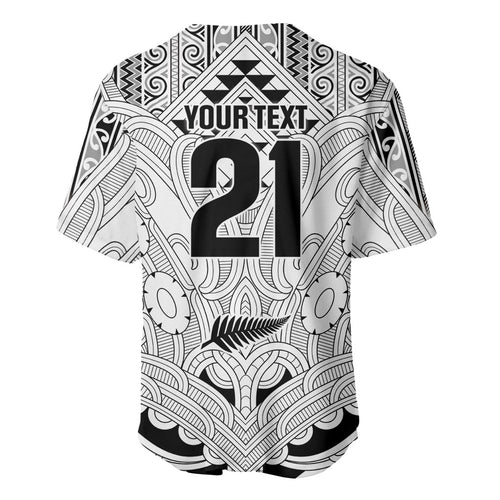 2026 Autumn Rugby Nations New Zealand Custom Baseball Jersey White Kowhaiwhai Maori Tribal Taniko Motif