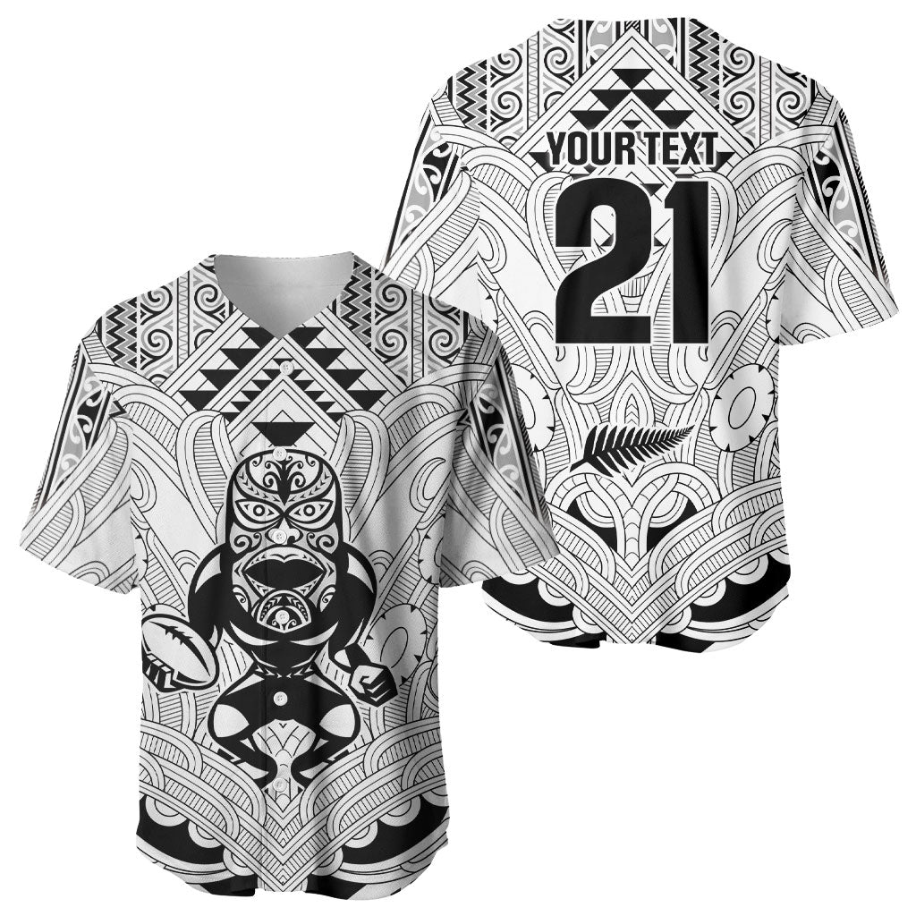 2026 Autumn Rugby Nations New Zealand Custom Baseball Jersey White Kowhaiwhai Maori Tribal Taniko Motif