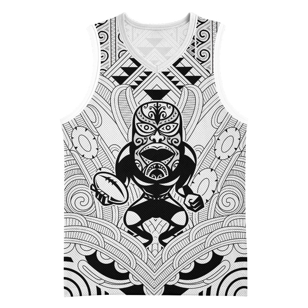 2026 Autumn Rugby Nations New Zealand Custom Basketball Jersey White Kowhaiwhai Maori Tribal Taniko Motif