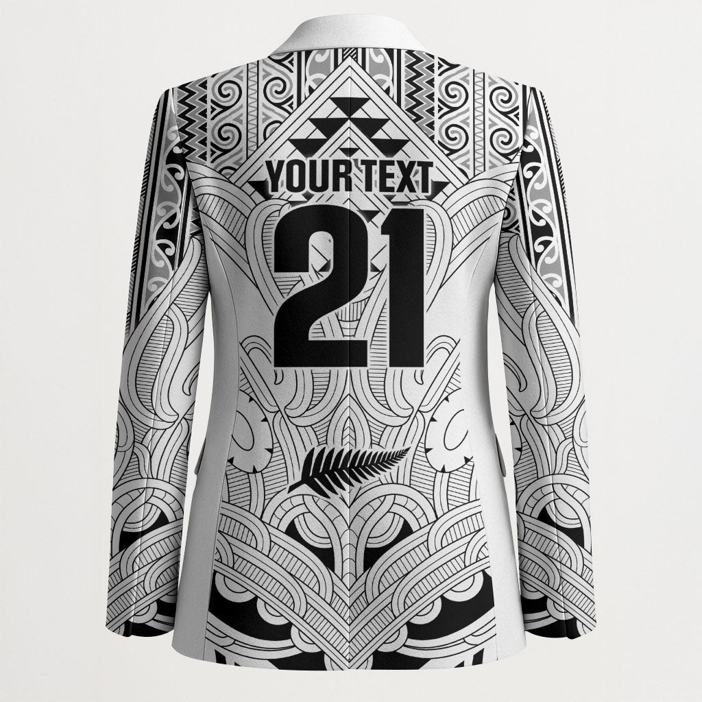 2026 Autumn Rugby Nations New Zealand Custom Blazer White Kowhaiwhai Maori Tribal Taniko Motif