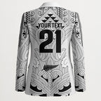 2026 Autumn Rugby Nations New Zealand Custom Blazer White Kowhaiwhai Maori Tribal Taniko Motif
