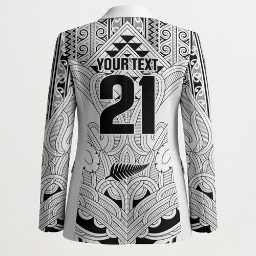2026 Autumn Rugby Nations New Zealand Custom Blazer White Kowhaiwhai Maori Tribal Taniko Motif