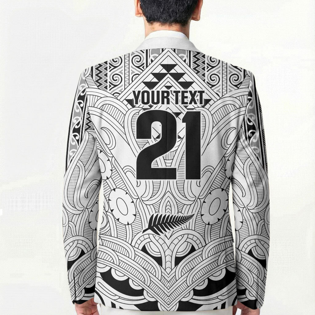 2026 Autumn Rugby Nations New Zealand Custom Blazer White Kowhaiwhai Maori Tribal Taniko Motif