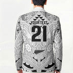 2026 Autumn Rugby Nations New Zealand Custom Blazer White Kowhaiwhai Maori Tribal Taniko Motif